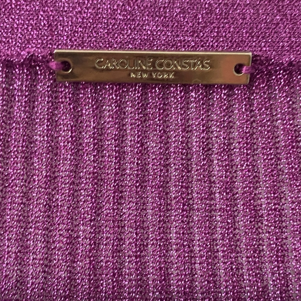 Caroline Constas Purple Long Sleeve Cardigan Glitter Sparkly Puff Sleeve - Picture 11 of 13